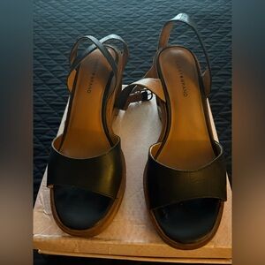 Lucky Brand Black and Tan Women's Sandals